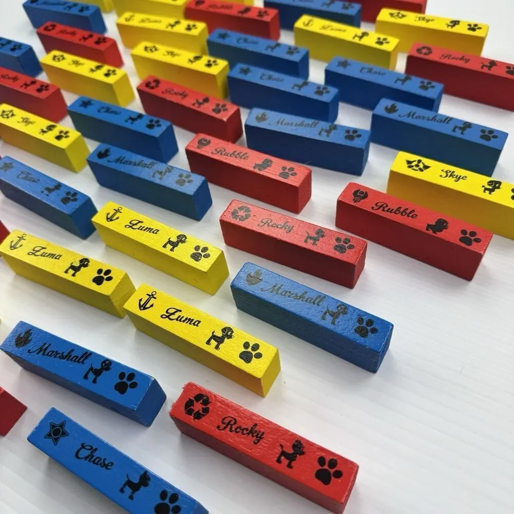 Paw Patrol Wooden 48 Blocks Yellow Red Blue Tumbling Tower Chase Luna Marshall